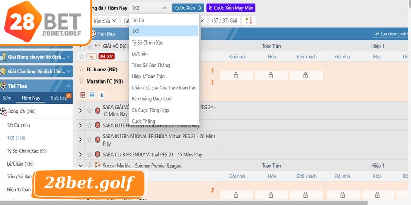 Các loại tỷ lệ kèo 28BET phổ biến nhất hiện nay 